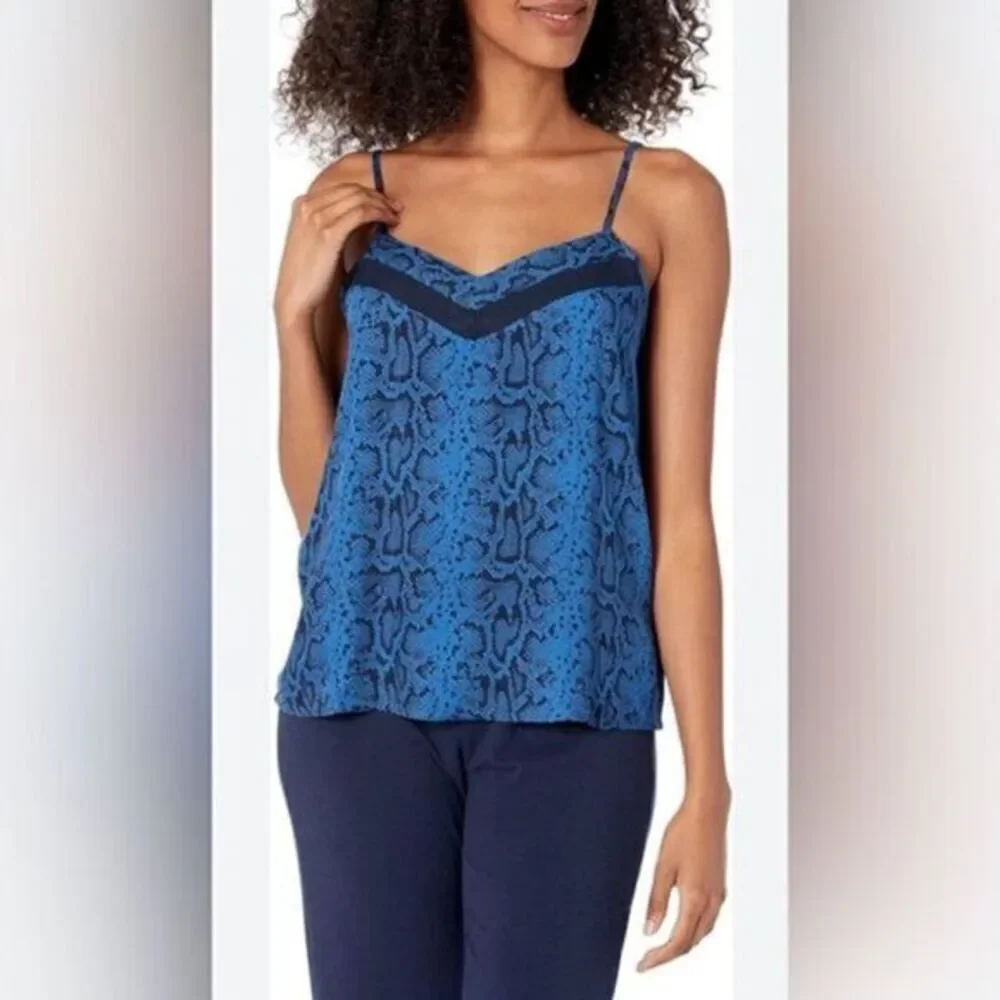 NWT PJ Salvage Women’s Blue/Black V Neck Cami Pajama Lounge Top - Size XL